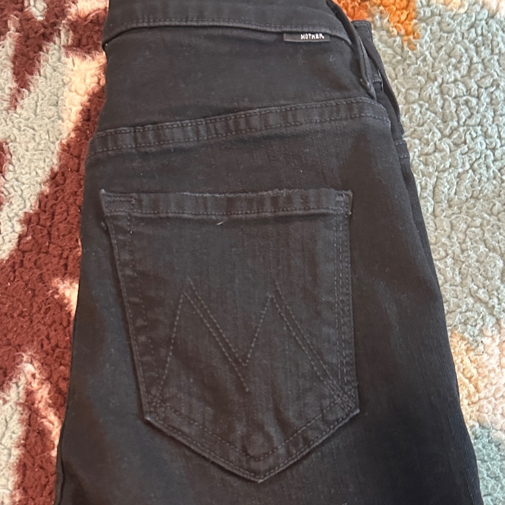 NEW NO TAGS! Insider Slit Ankle Fray Womens 24 MOTHER BLACK JEANS